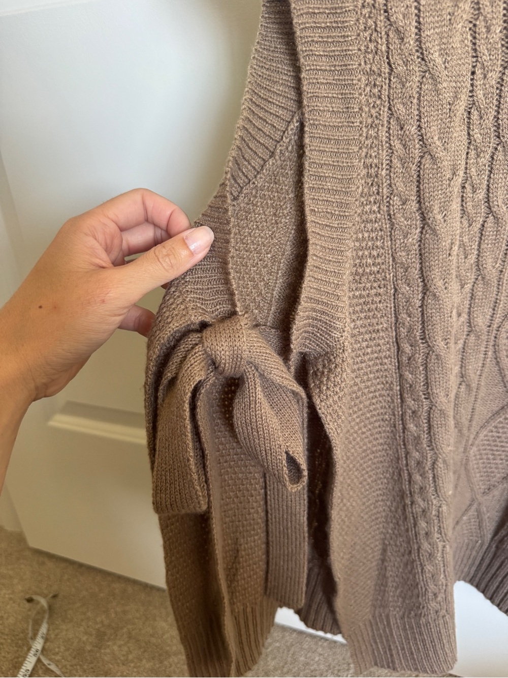 Cable Knit Sweater Vest with Side Ties - Picture 2 of 4